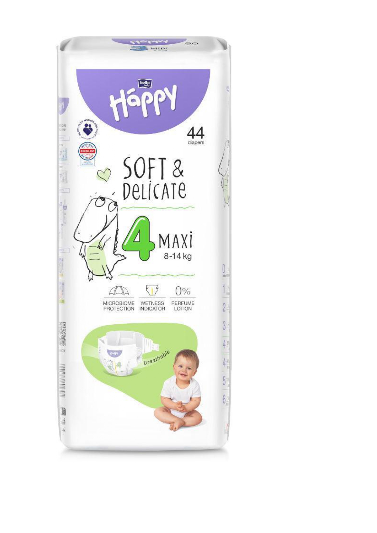 Підгузки дитячі одноразові Happy Bella Baby Maxi вага 8-14 кг, 44 шт (5900516605438)